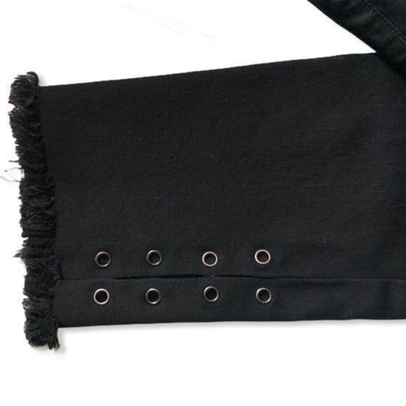 Forever 21 Black Ankle Cropped Jeans Size 28 Frayed Hem - Picture 6 of 13